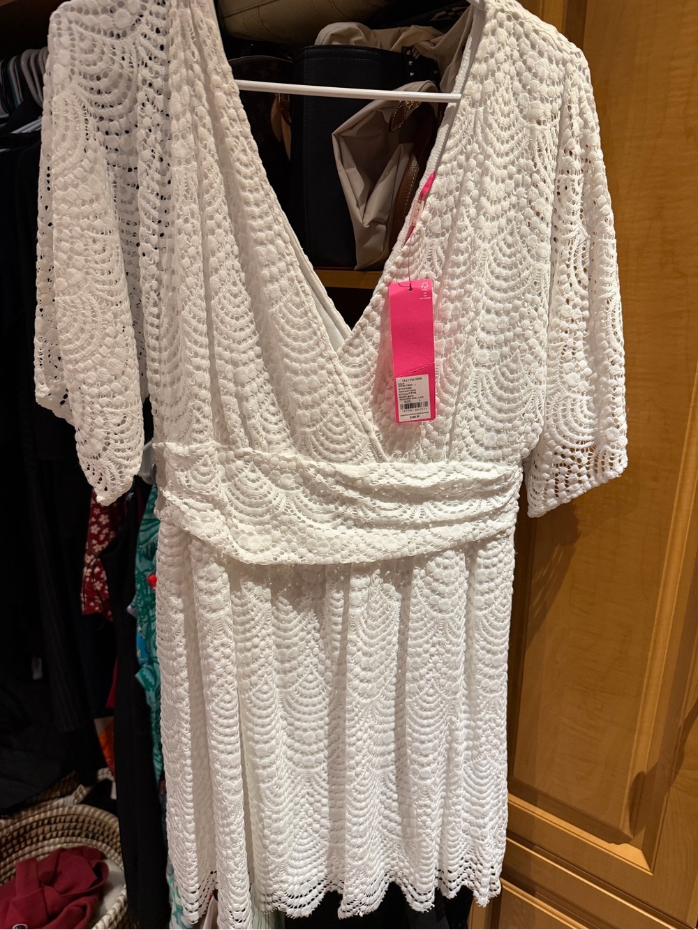 Lilly Pulitzer White Crochet V-Neck Wrap-Style Dress